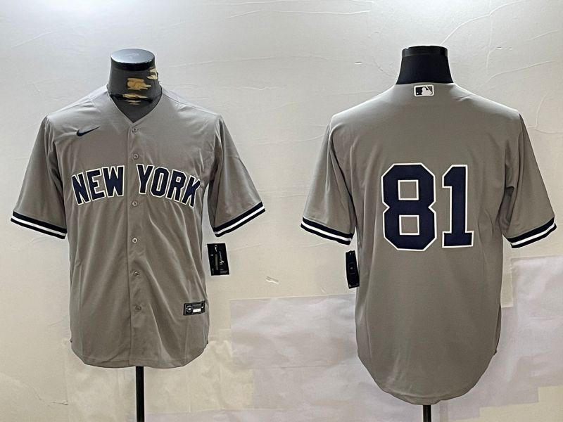 Men New York Yankees #81 No Name Grey Game 2024 Nike MLB Jersey style 10272